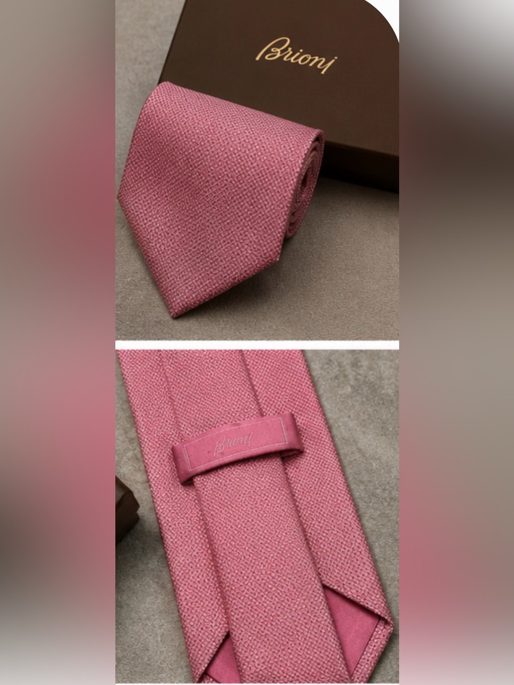 Brioni Pink Textured Silk Tie Handmade in Italy Luxury Designer Necktie - Picture 5 of 11